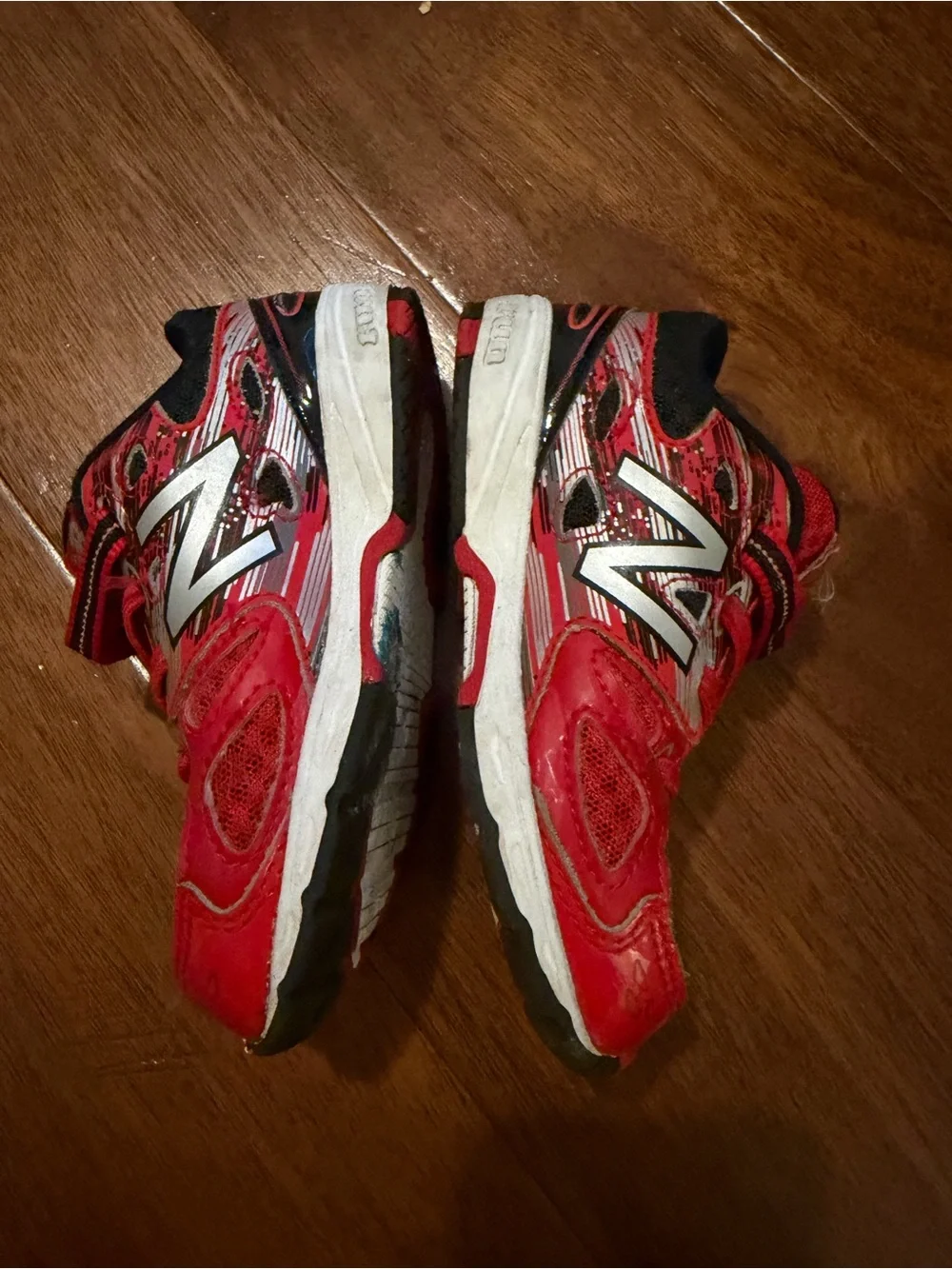 New Balance Kids Red and Black Velcro Lace Sneakers